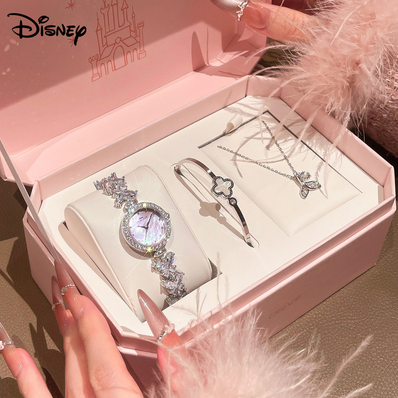 Disney Girls' Birthday Gift Crystal Butterfly Quartz Watch for Women, Fashionable Light Luxury Niche Gift Box for Girlfriend or Best Friend Disney Girls' Birthday Gift Crystal Butterfly Quartz Watch for Women, Fashionable Light Luxury Niche Gift Box for Girlfriend or Best Friend