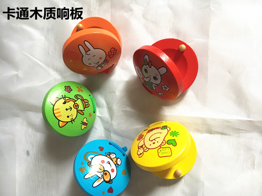 Trẻ em mẫu giáo giáo dục sớm phim hoạt hình đồ chơi bằng gỗ tròn nhảy ván Orff bộ gõ nhạc cụ castanets - Đồ chơi nhạc cụ cho trẻ em trống đồ chơi cho bé