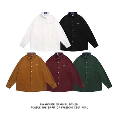 NIKAHOUSE's original 5-color spring and autumn vintage Hong Kong-style long-sleeved shirt for women, loose, bf Korean-style laid-back style on Instagram