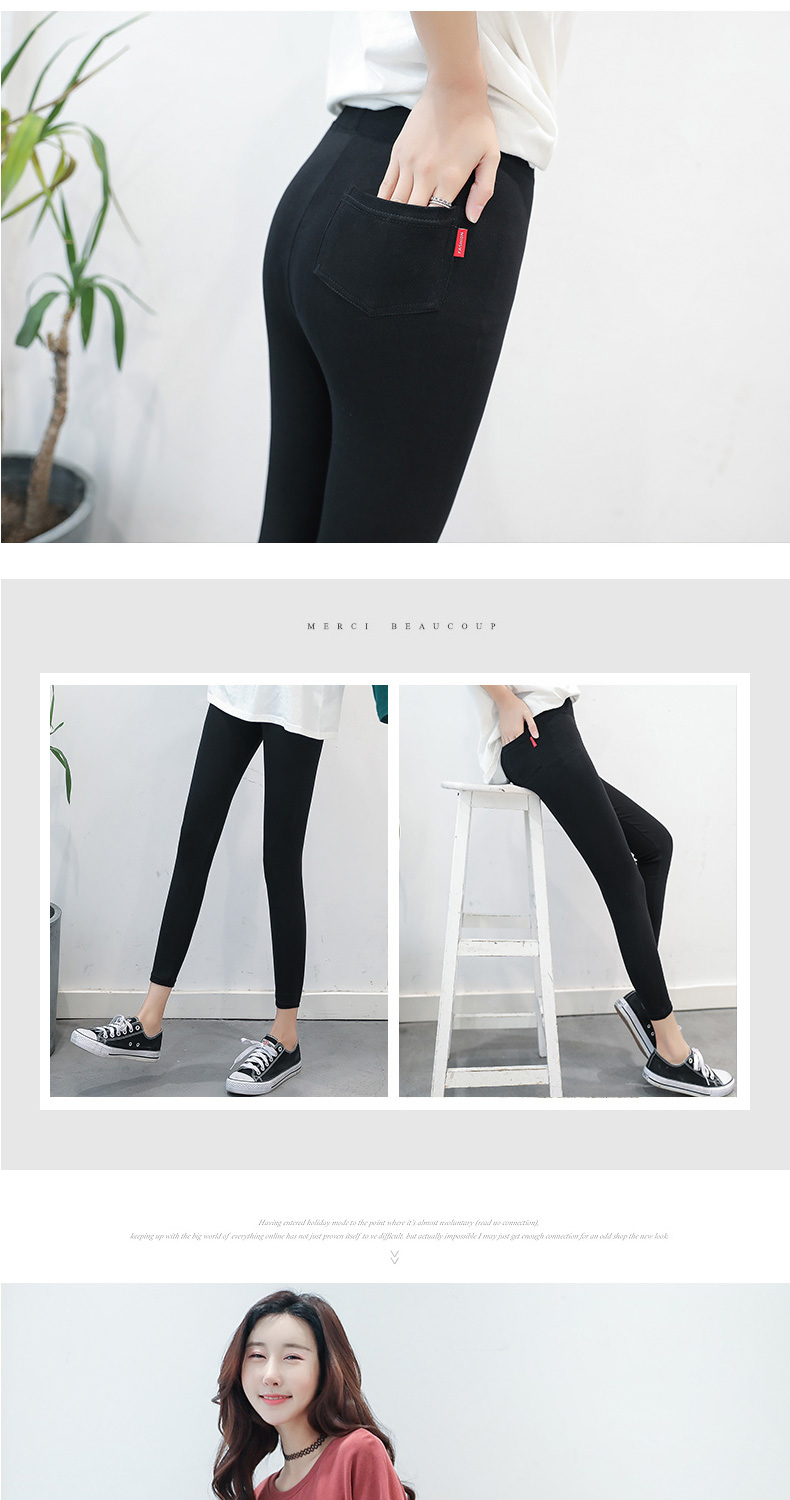Quần legging cotton nữ mặc mùa thu và mùa đông phần mỏng Phiên bản Hàn Quốc của quần lửng cỡ lớn màu cao eo thon quần thon thời trang nữ