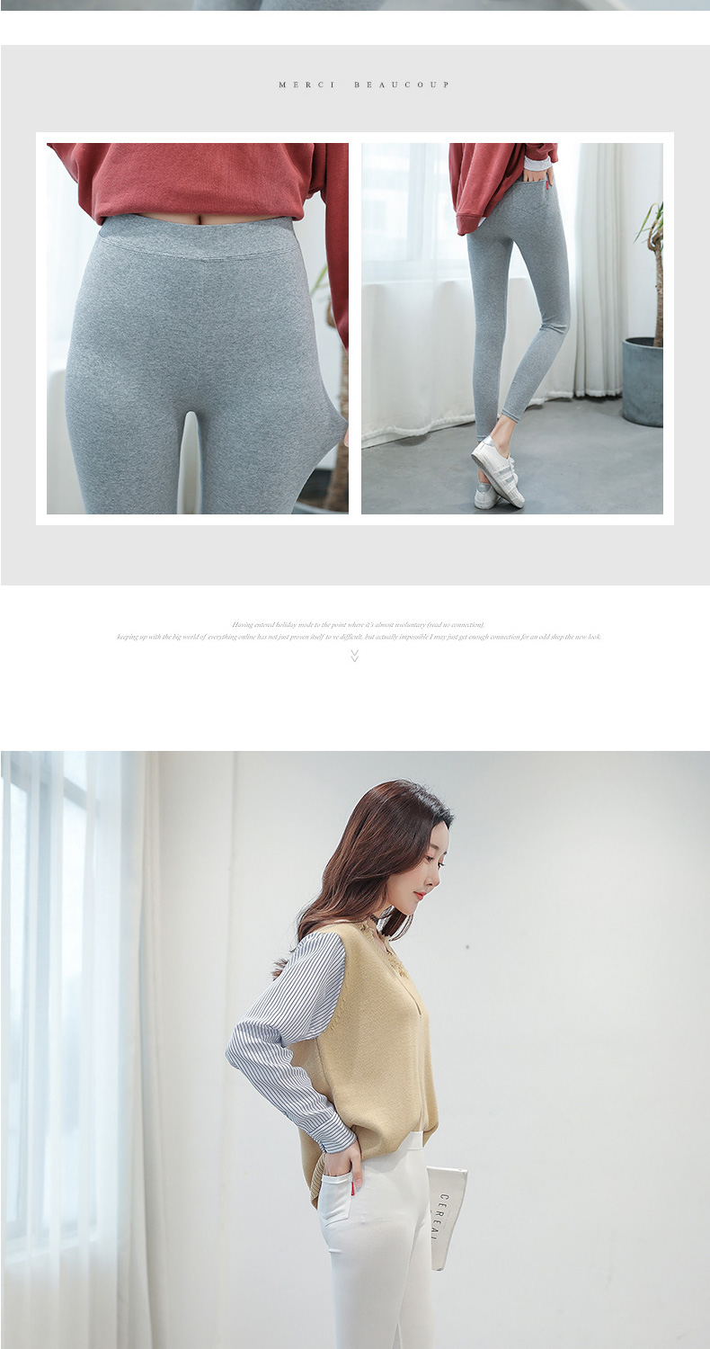 Quần legging cotton nữ mặc mùa thu và mùa đông phần mỏng Phiên bản Hàn Quốc của quần lửng cỡ lớn màu cao eo thon quần thon thời trang nữ