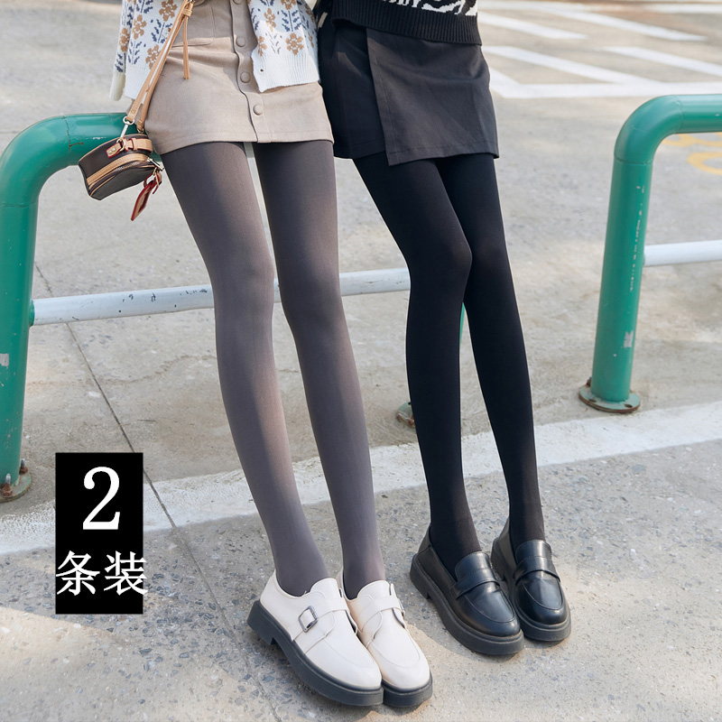 2 strips in black thick silk stockings Women in spring and autumn with dark grey anti-seduces fat mm large size overweight and fattening velvet pants Sox socks