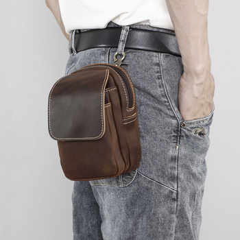 Simple multi-compartment cowhide outdoor trendy bag