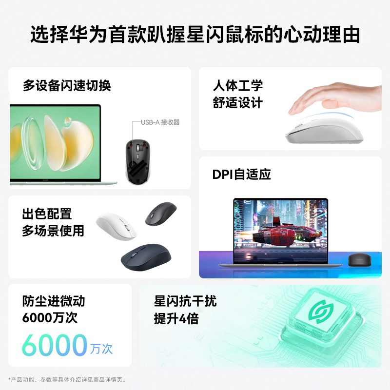Huawei Original Wireless Bluetooth Mouse Star Flash Version 2Nd Generation Nearlink Laptop Gaming and Office Use
