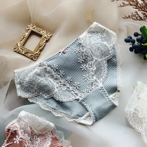 Palace wind and cloud sexy lace womens underwear three-dimensional flower cotton Womens breifs thin breathable student pants