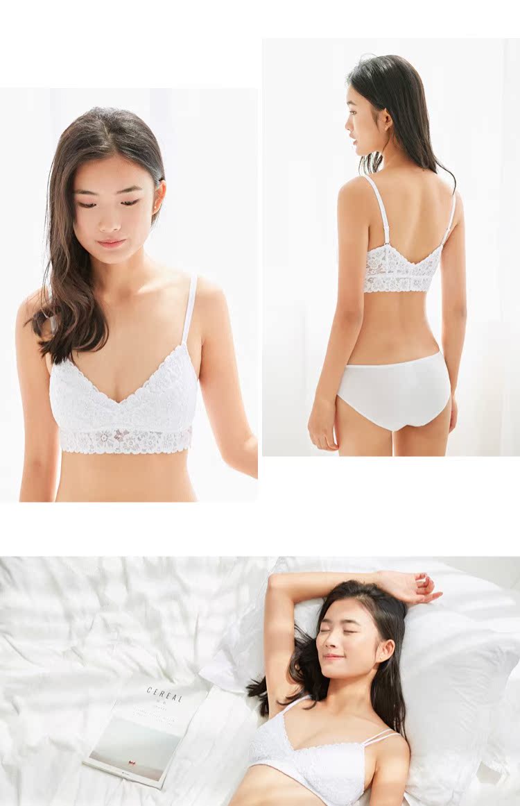 Sexy Thoải mái Mềm mại Đồ lót Ren Phụ nữ Mỏng Thở Ngực Pad Vest Không Thép Vòng Chống lồi Bra Set ao lot
