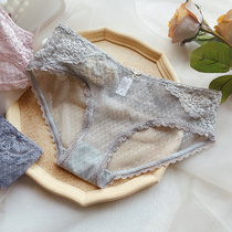 Mesh embroidery waist sexy lace womens underwear low waist size cotton crotch womens breifs thin womens pants Q