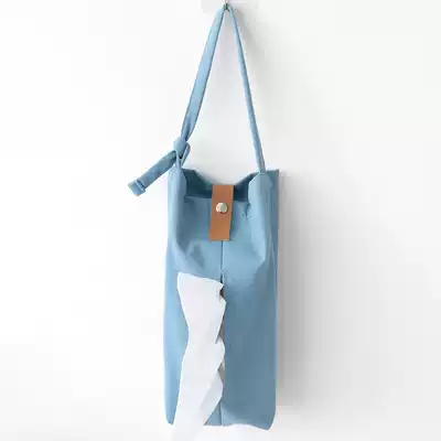 Lanyard tissue cover ins Nordic hanging car cotton and linen fabric car toilet paper box toilet household wall-mounted bag