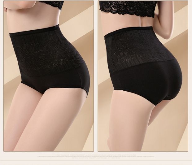 Quần lưng nữ cao sau sinh đồ lót bụng bằng vải cotton cotton kích thước lớn chất béo mm tóm tắt màu rắn quần lót bé gái