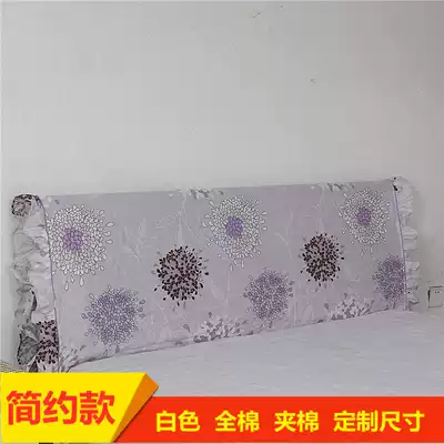 Old-fashioned bed head cover made of wood bed thickened sponge Simple modern Nordic single-layer thin custom plus cotton 1 8