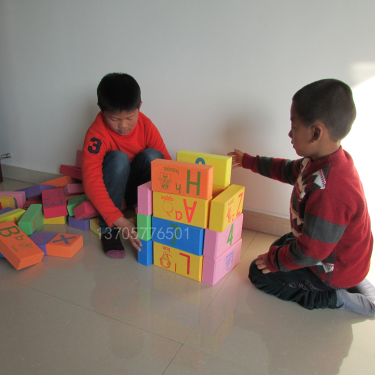 Brick building blocks EVA cube construction foam toys with letters counting learning