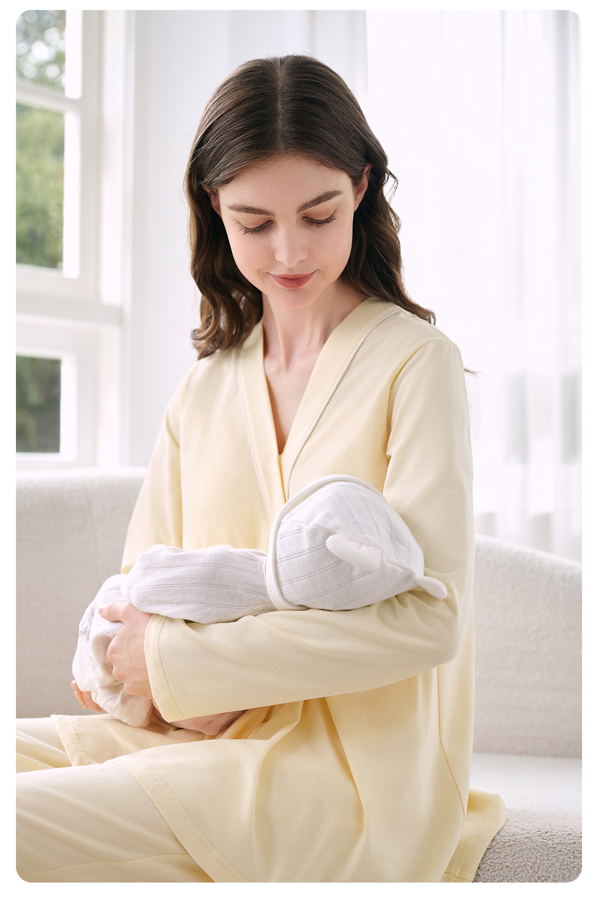 Jq Jingqi Maternity Pajamas with Breast Pads, Pure Cotton Postpartum Maternity Sleepwear, Nursing and Breastfeeding Hospital Home Wear Set for Women — 12