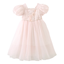 Jingqi girls dress 2024 new summer childrens dress foreign fashionable baby girl princess dress gauze skirt