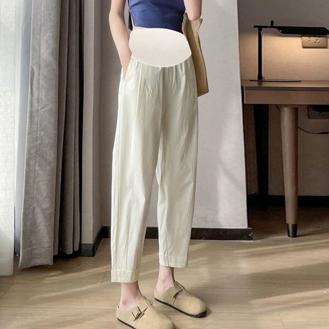 Jingqi Maternity Pants 2024 New Ice Silk Casual Pants Large Nine Points Little Harem Daddy Pants Maternity Summer Wear