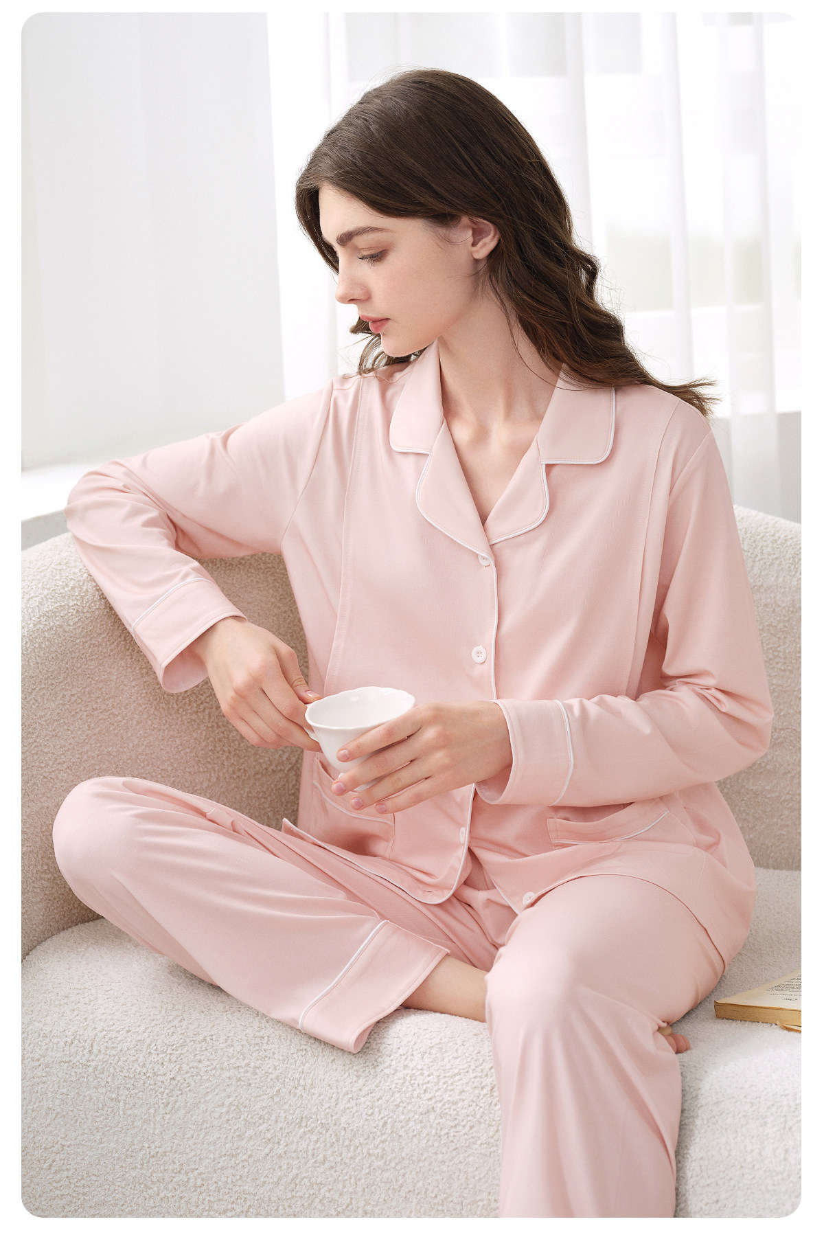 Jq Jingqi Maternity Pajamas with Breast Pads, Pure Cotton Postpartum Maternity Sleepwear, Nursing and Breastfeeding Hospital Home Wear Set for Women — 30