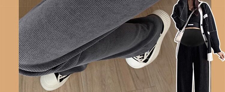 Беременные женщины широкие брюки ноги  婧麒孕妇裤欧棉阔腿裤春秋外穿直筒裤小个子休闲裤透气孕妇装秋装 JOYNCLEON