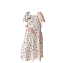 Maternity dress womens summer 2024 new temperament fashion small fresh loose large size square collar mid-length skirt