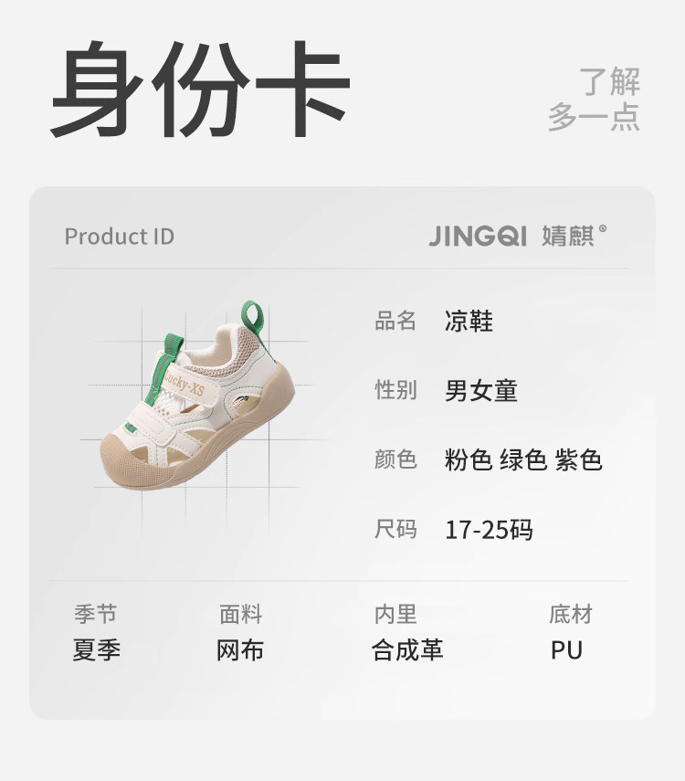 JQ婧麒宝宝凉鞋夏季新款男女童防滑软底婴儿鞋镂空网面透气机能鞋 — 19