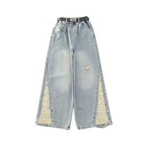 Весенние джинсы для девочек новинка 2024 года весенне-осенняя повседневная прямая детская одежда для больших детей длинные брюки для девочек