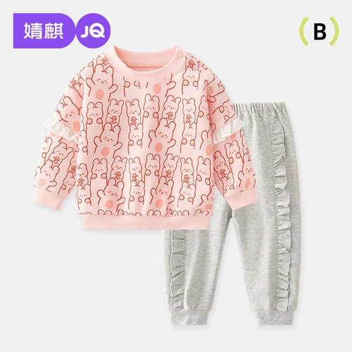 Осенний демисезонный комплект, детская весенняя толстовка для девочек, комбинезон, в западном стиле