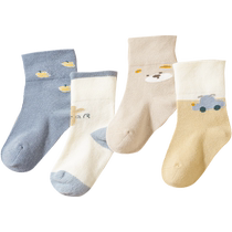 Jingqi baby socks spring and autumn pure cotton 0-3 months 1 year old newborn baby male and female newborn infant mid-tube socks autumn and winter