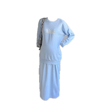 Jingqi maternity dress suit autumn and winter fashionable and trendy womens long-sleeved knitted sweatshirt skirt two-piece set