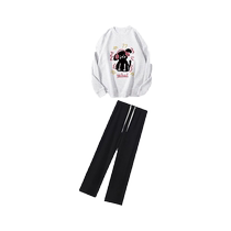 Maternity wear autumn wear 2024 new pure cotton sweatshirt suit fashionable and stylish age-reducing cat tops wide-leg pants