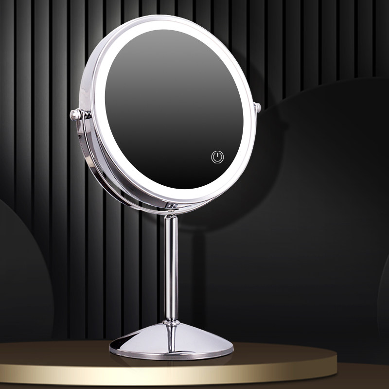 Double-sided makeup mirror desktop led with lights dormitory tabletop mirror dressing mirror put everyone with beauty mirror dazzling mirror