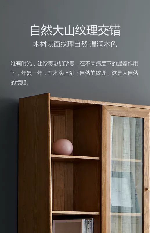 Double Tiger Furniture Tủ sách Gỗ rắn Bắc Âu Kệ sách Hai cửa Ba cửa Phòng học có cửa tủ 19N1 - Buồng