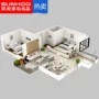Nội thất đôi Tiger Nội thất toàn bộ nhà Hai phòng Một phòng khách Sofa Bàn cà phê Bàn kết hợp tủ giường - Bộ đồ nội thất giường hộp