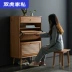 Nội thất Shuanghu Tủ đựng giày bằng gỗ rắn kiểu Bắc Âu đơn giản, hiện đại, đa chức năng lối vào tủ đựng giày công suất lớn 19N1 - Buồng
