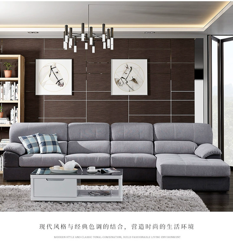 Đôi bàn ghế hổ sofa vải hiện đại phòng khách nhỏ gọn sẵn sàng ba chữ số gói kết hợp đồ nội thất sofa 085 - Ghế sô pha