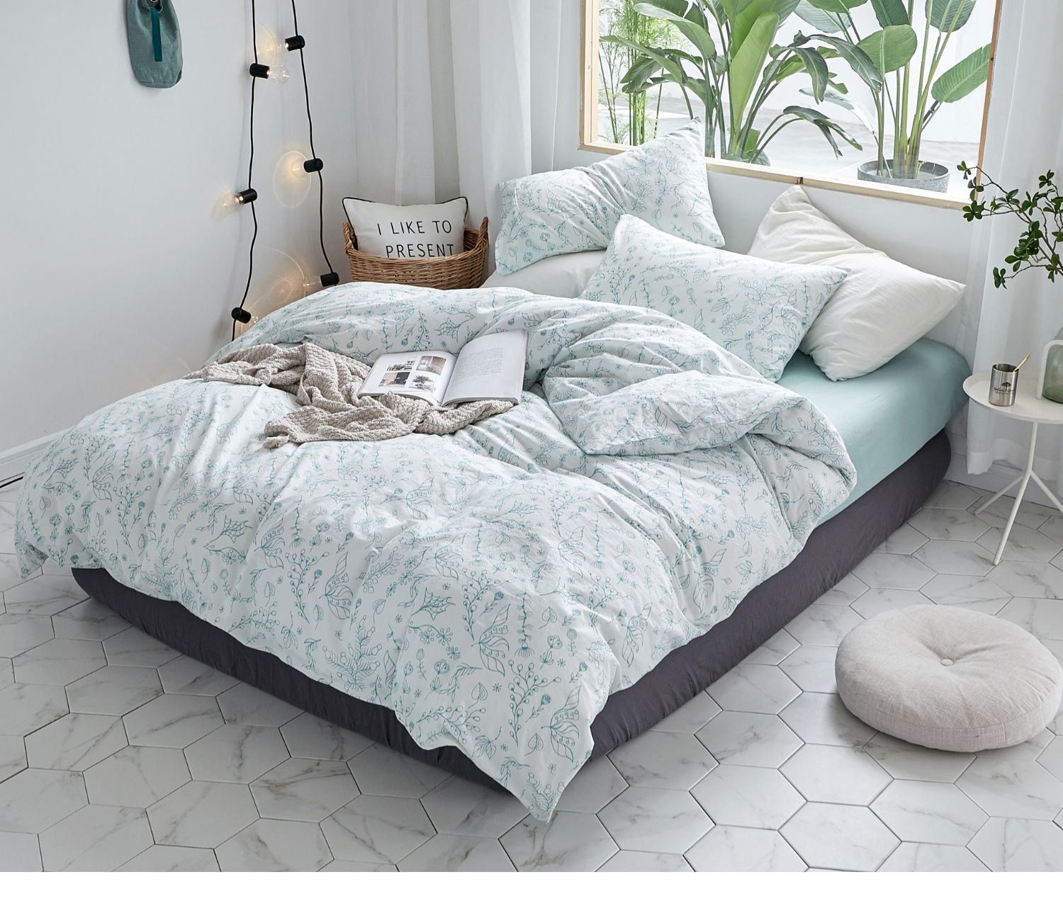 Gió Bắc Âu thanh lịch mùa xuân và mùa hè cotton bốn mảnh kit đơn giản bông nhỏ bông rửa giường ga - Bộ đồ giường bốn mảnh chăn ga gối đệm màu hồng