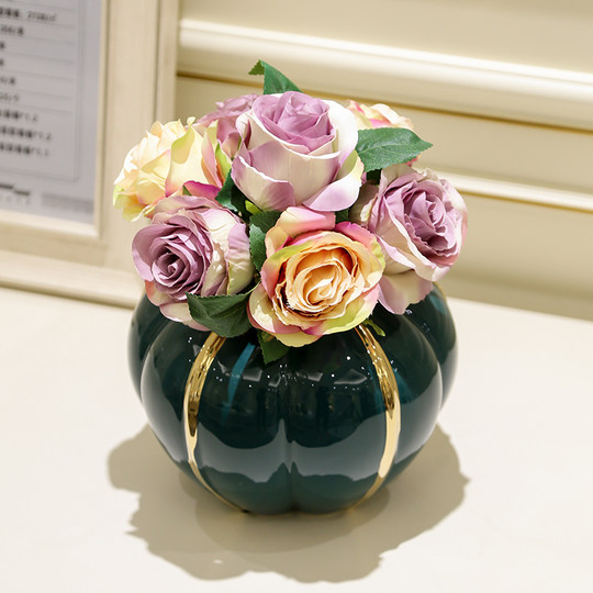 Simulated Rose Wedding Bouquet Photography Props Hand-Held Floral Art Home Living Room Dining Table Decoration Simulated Silk Flowers