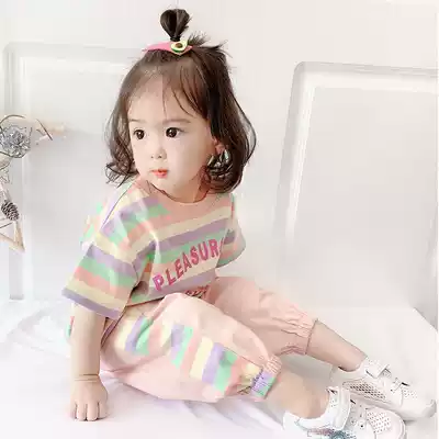 Female baby casual suit 2021 new summer children's western style two-piece set children's Korean version of 1 year old 3 girls summer clothes
