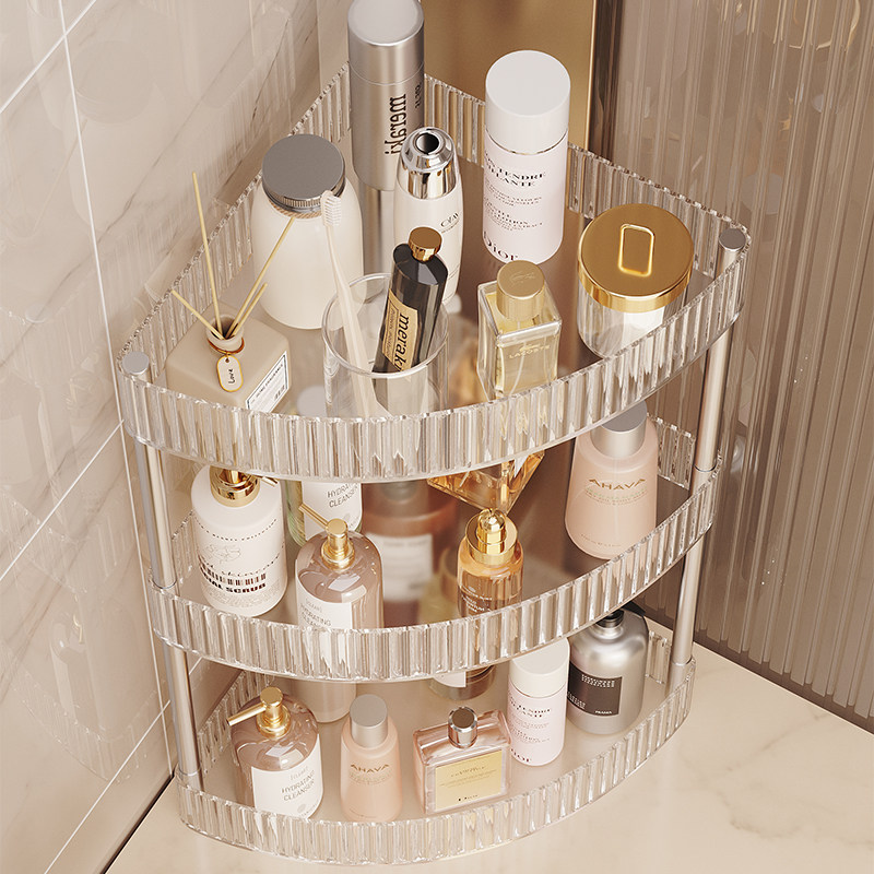 tủ kệ trưng bày mỹ phẩm Ánh sáng sang trọng acrylic kệ phòng tắm nhiều lớp góc miễn phí đấm nhà vệ sinh bàn rửa tay hộp lưu trữ mỹ phẩm kệ gỗ đựng mỹ phẩm kệ trang điểm có gương