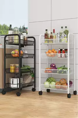 Kitchen shelf Floor-to-ceiling multi-layer mobile household cart storage storage fruit and vegetable basket snack storage bookshelf