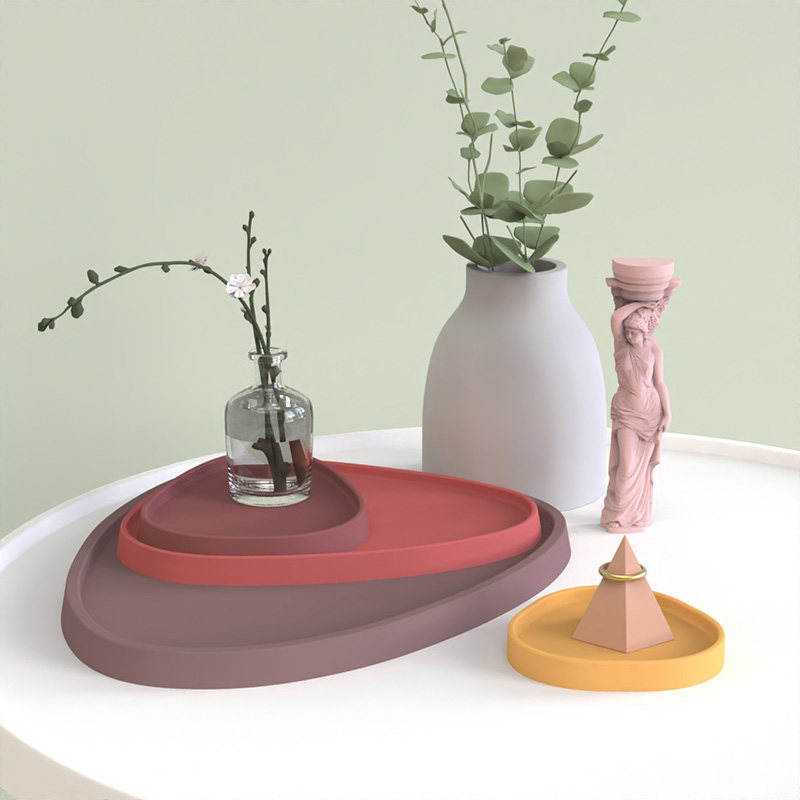 Triangle cement pot tray silicone mold concrete fruit rack jewelry bottom support mold cement tray mold