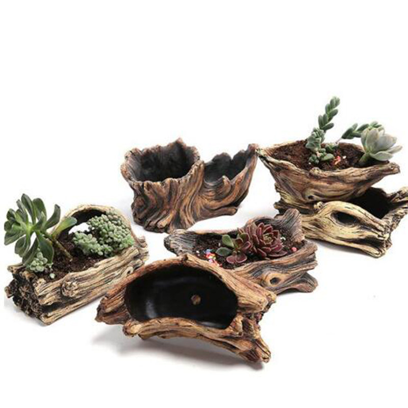 Tree Stump Large Flower Pot Mold Cement Plaster Silicone Mold Home Potted Gardening Tree Imitation Tree Concrete Molds