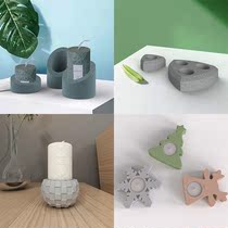 European style simple aromatherapy cement plaster candlestick holder combination mold home creative decoration ornament candlestick silicone mold