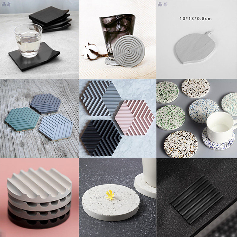 Square Cement Coaster Tray Silicone Mould Cement Home Kitchen Decoration Concrete Coaster Cup Plate Mould