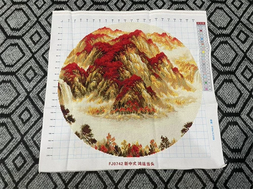 兔妈妈 Чистое ручное вышивание ручной работы готовый продукт Hongyun Dangtou Landscape Circular Paint