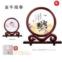 Beijing 2021 Cow Newborn Baby Infant Hair Painting Souvenir Customization Golden Ox Welcomes the Spring Promotion