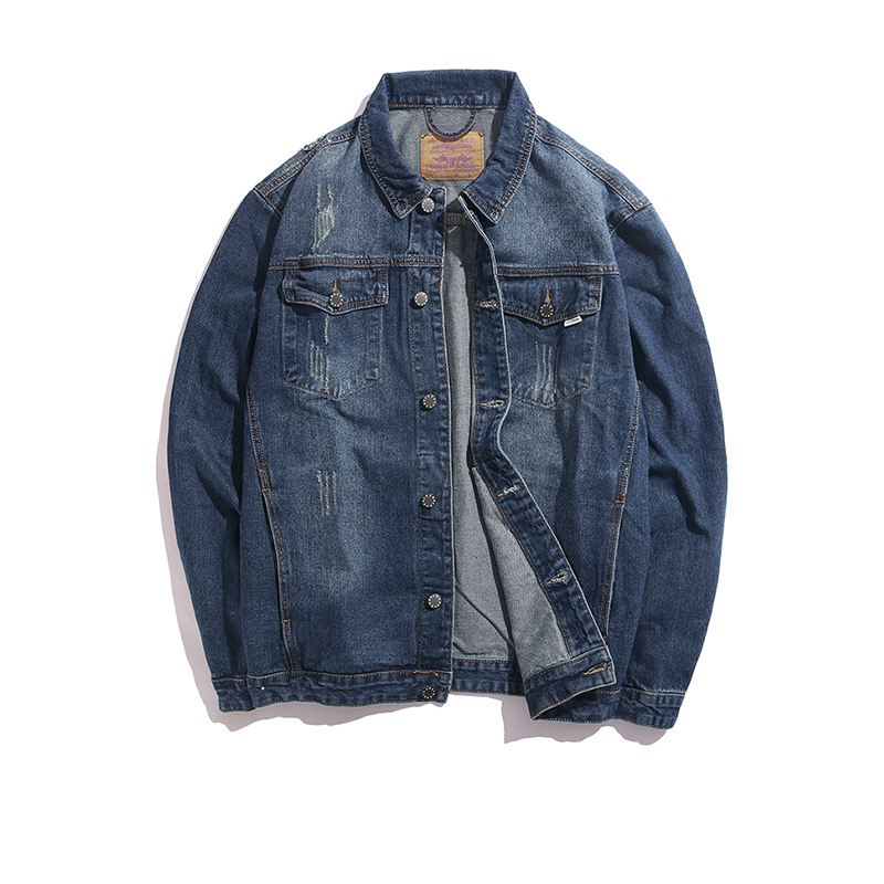 anh béo kích thước lớn áo denim jacket nam chất béo cộng với chất béo thêm vào các chất béo thủy triều thường lỏng lẻo chàng béo mùa xuân mới.