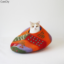CatsCity originally designed pure hand wool felt Christmas Halloween warm cats nest pure wool mat bed