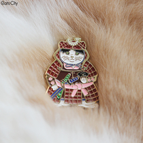 CatsCitys home-made Japanese samurai meow metal badge cat chest pin slave accessories