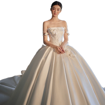 Fengyueyu Yunxiu French satin main wedding dress 2024 new retro high-end bridal outing dress small person