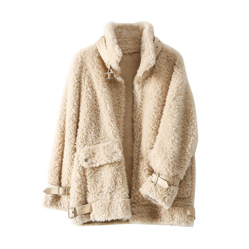 Emer Winter Outfit New Sheep Cut Velvet Fur tích hợp dọc lông cừu ngắn Grain Coat AW