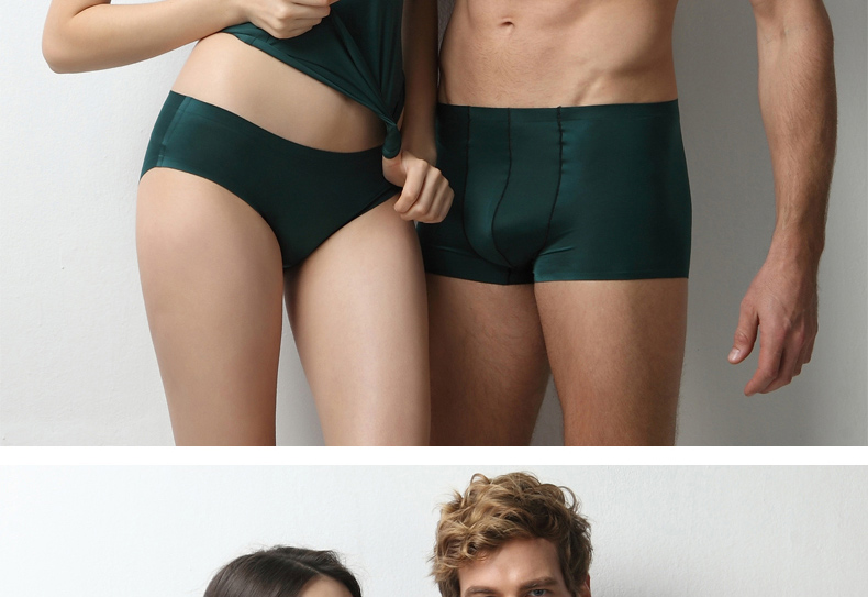 Đồ lót cặp đôi băng lụa Mengbang không có dấu vết một mảnh siêu mỏng nam boxer đồ lót nữ tam giác thoải mái và thoáng khí quần lót đôi nam nữ