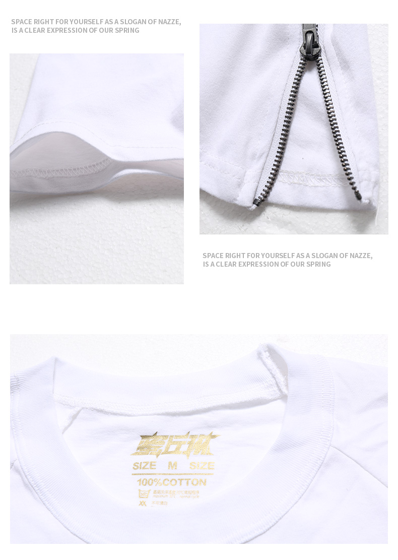 Honey Hillline mùa hè cotton mới áo thun nam giản dị bên dây kéo hiphop đường phố lỏng lẻo tay ngắn áo polo nam